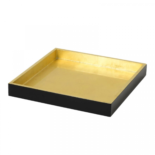 Mini Tablett, quadratisch, Lack schwarz-gold